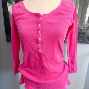 Victoria's Secret Hot Pink Long Sleeve Henley Top